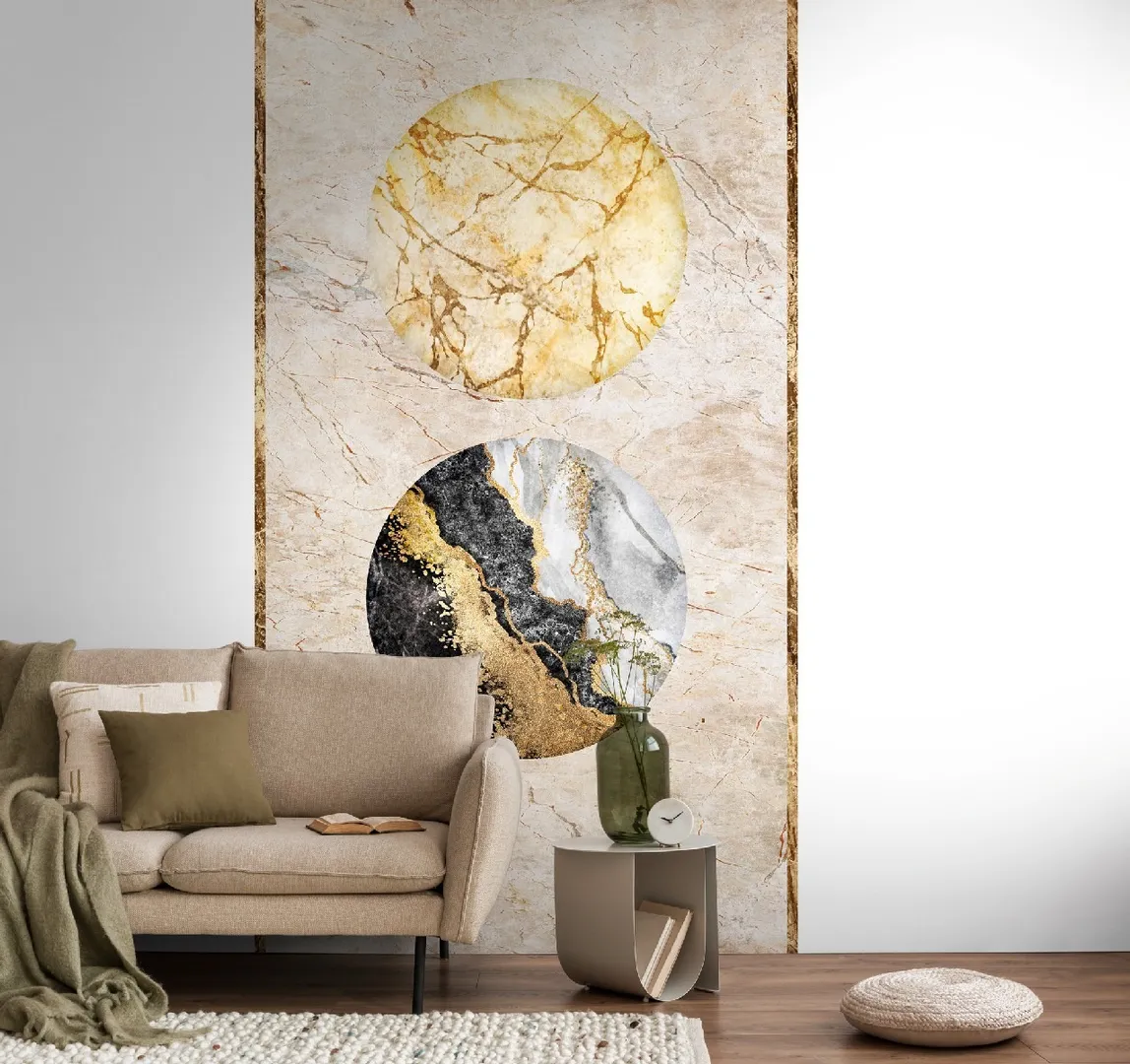 Unico - Parato effetti marmo 3d dimensione L1.59m x H2.80m ripetibile