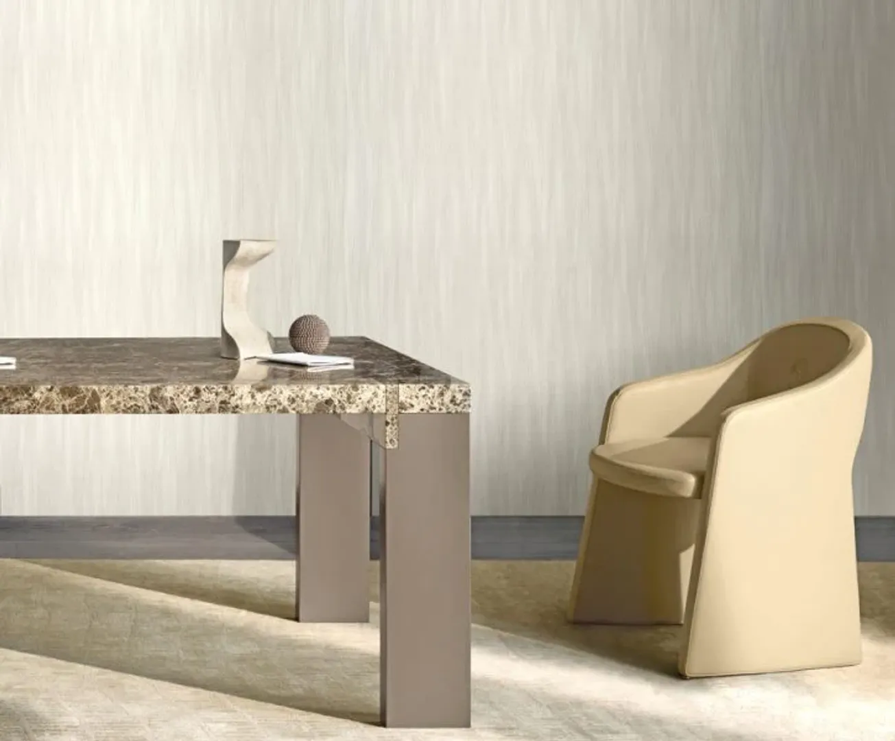 Trussardi 6 - Carta da parato tinta unita con trama striature ondulate effetto pelle