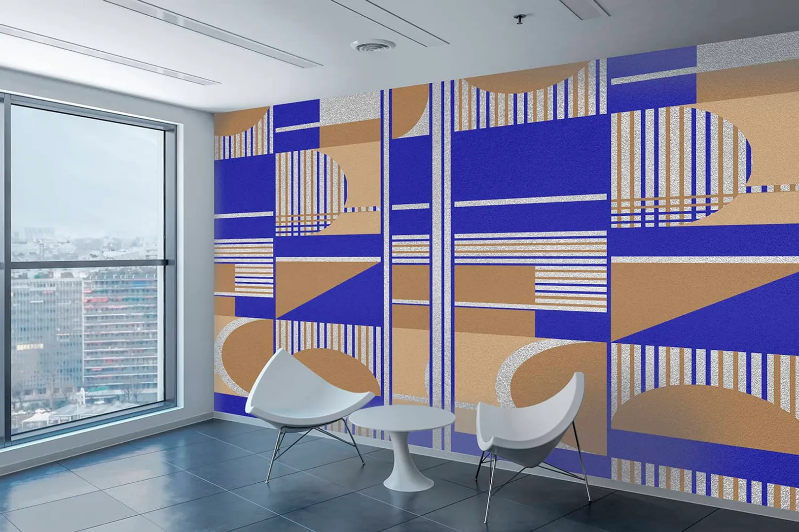Wonderwall vol1 -  Pannello in carta da parato geometrico in due colorazioni, dimensioni L188cm x H300cm ripetibile