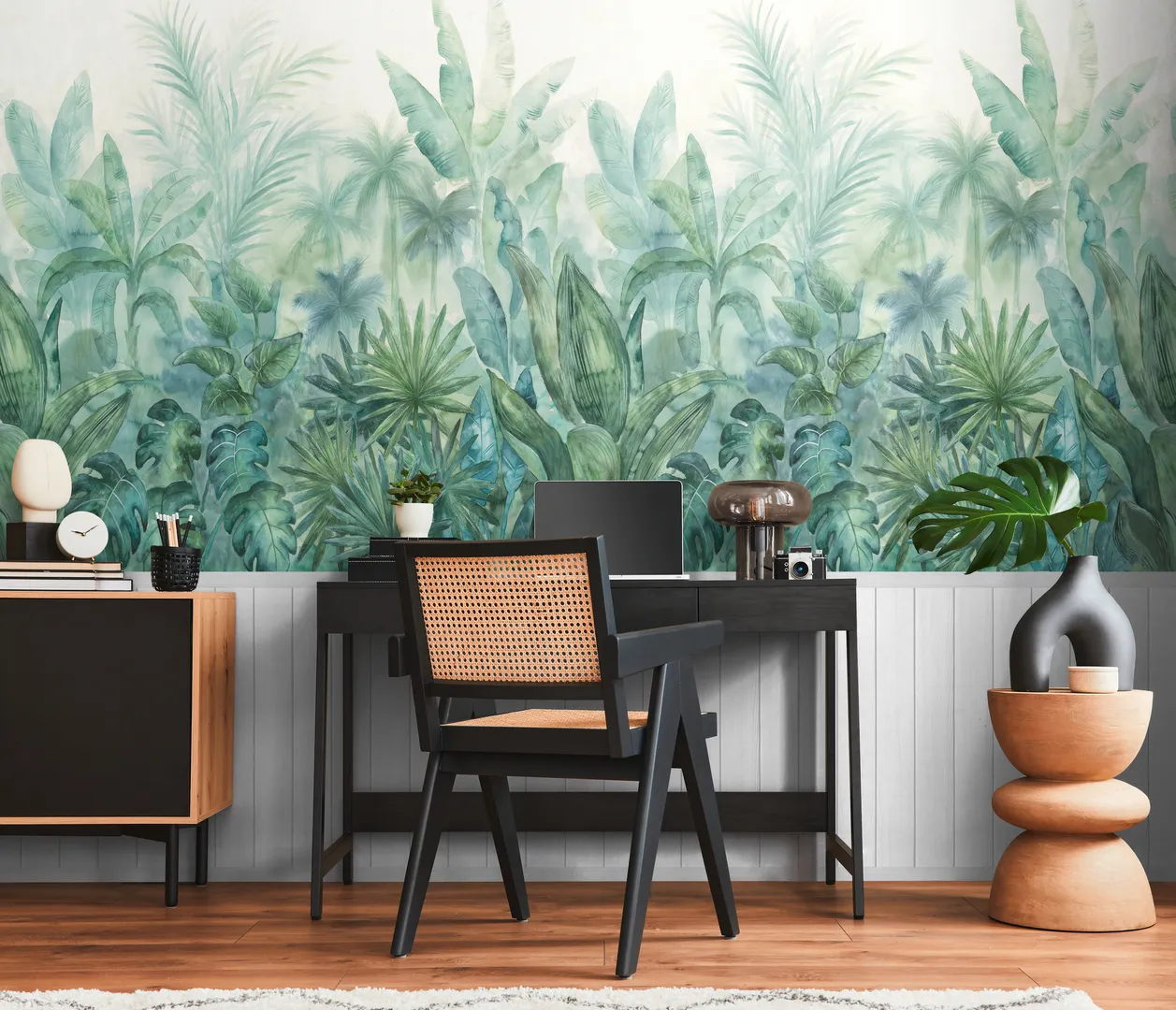 Outlet Unico - Parati tropicali con boiserie per ambienti moderni. Pz 3