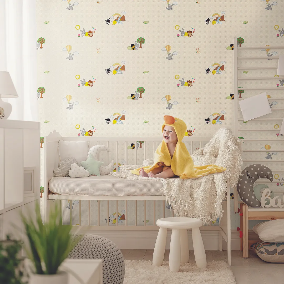 Ada Kids - Parato Looney Tunes Baby con fondo a pois. Rotoli grandi il doppio