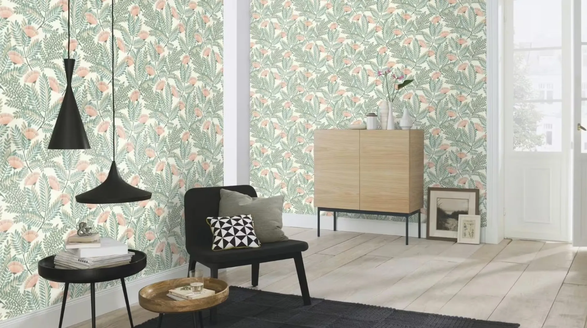 Alida - Carta da parati a fiori stilizzati moderni per tutti gli ambienti. Modello Ideco e Rash