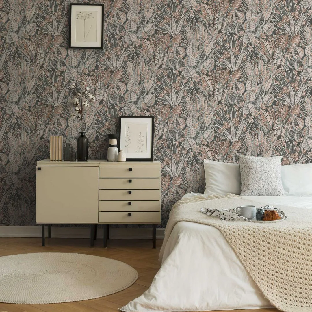 Floral Fusion - Carte da parati floreali in varie colorazioni su trama effetto tessuto