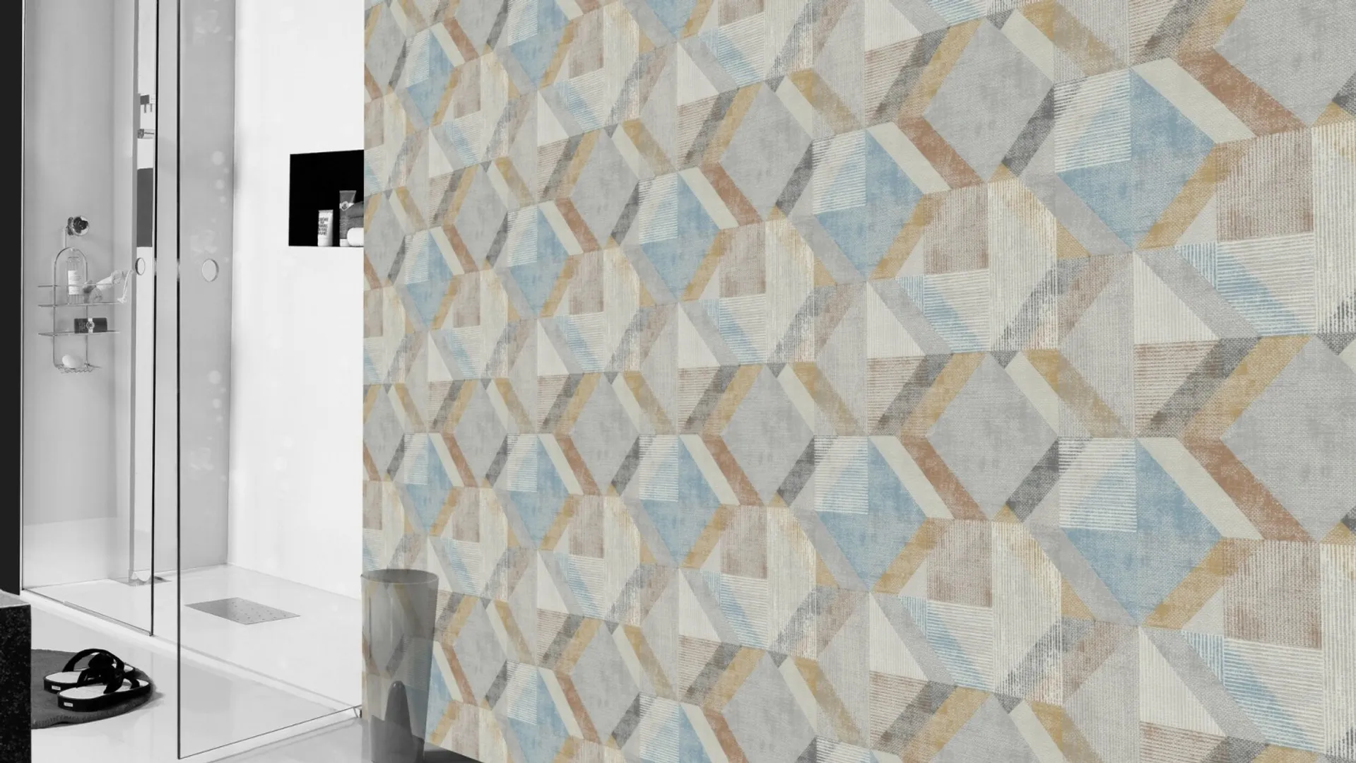 Alchimia - Carta da parato geometrico vari colori in rilievo effetto tessuto