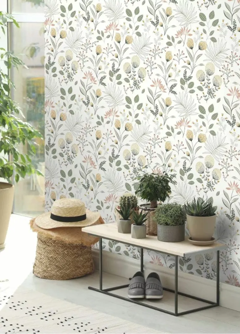 Alida - Carta da parati floreale con stampa fiori di campo delicati