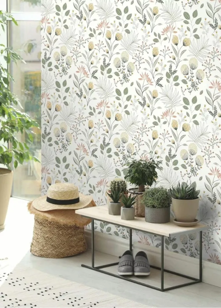 Alida - Carta da parati floreale con stampa fiori di campo delicati