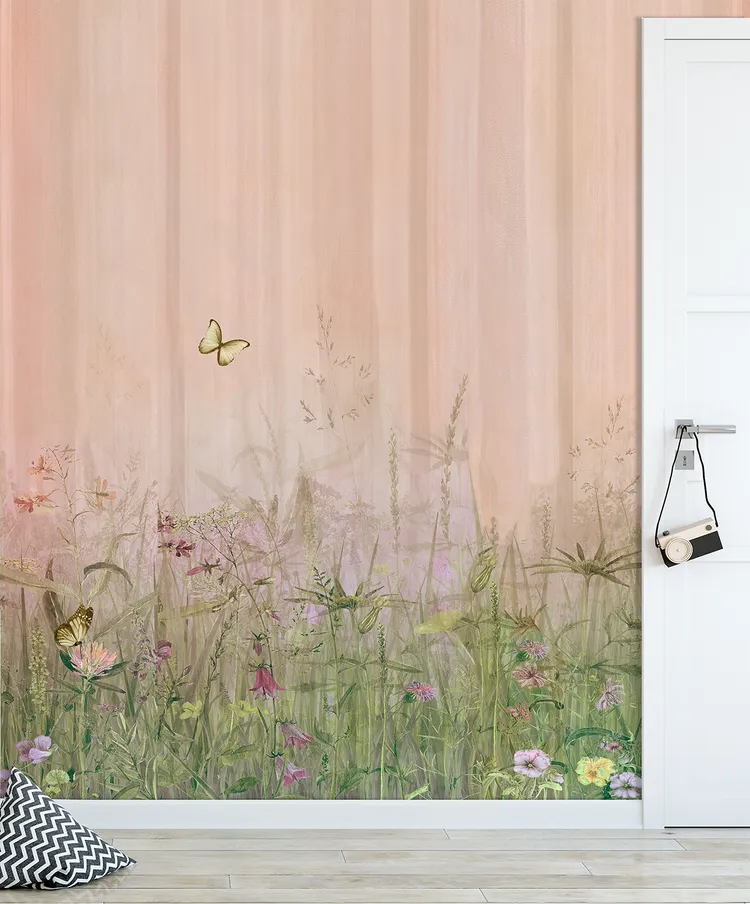 Cute Walls - Parato floreale per in due colorazioni ripetibile. Dim. H2.80m x L2.12m