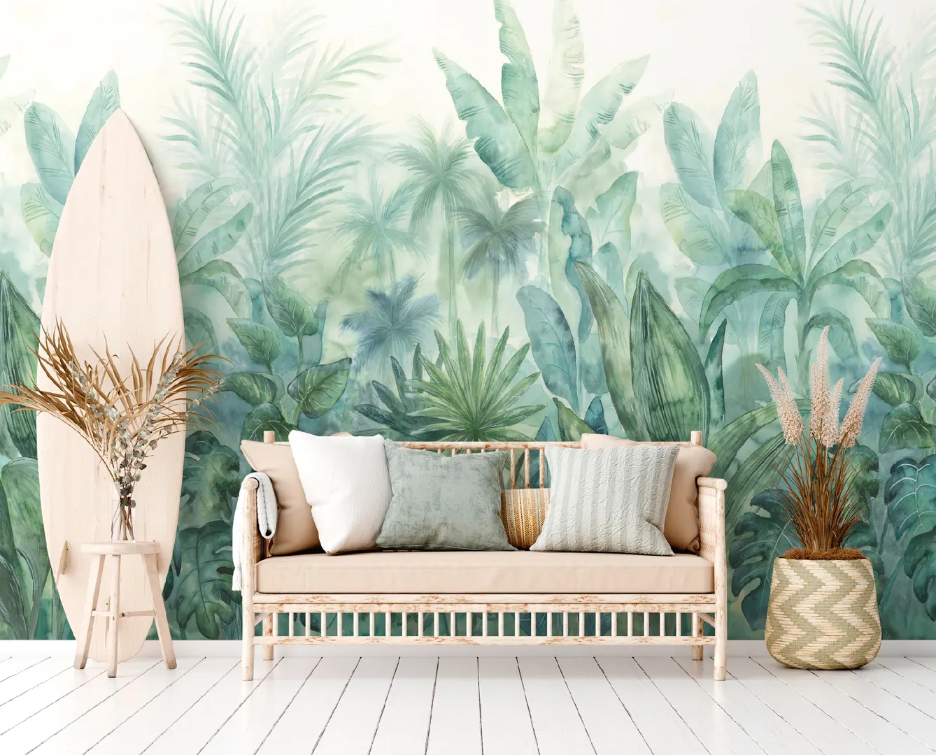 Fusion - Pannello H2.80m x L2.65m ripetibile tropicale colore pastello sfumato Effeline