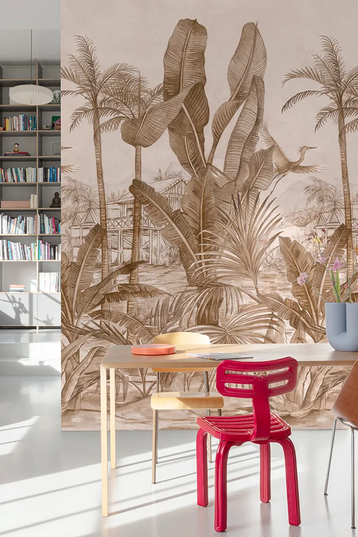Orom 2  - Pannello stampa paesaggio tropicale in carta da parato Lung. 1.59m x H2.80m ripetitivo 