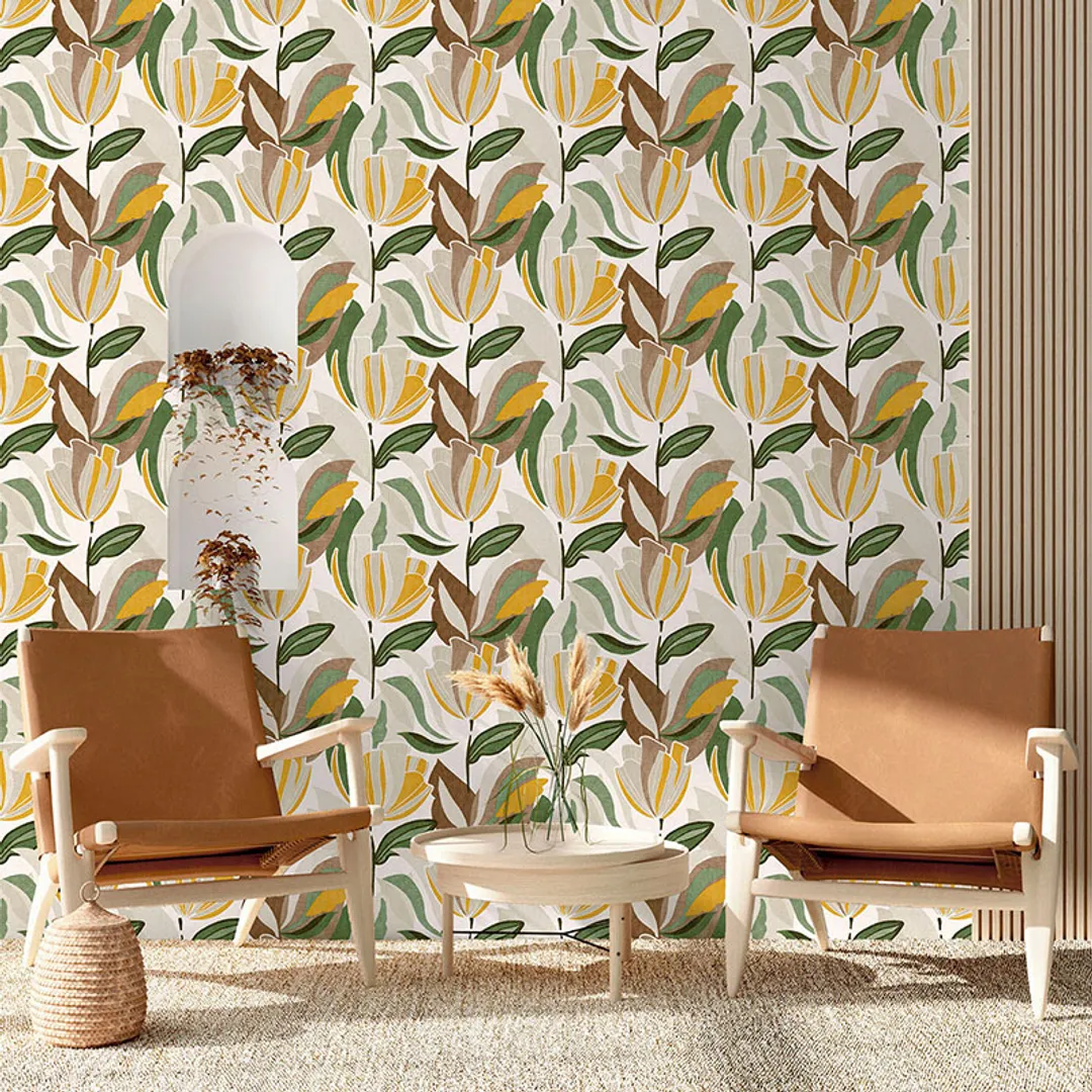 Floral Fusion - Parati floreali Effeline in vari colorazioni, lavabili trama canvas
