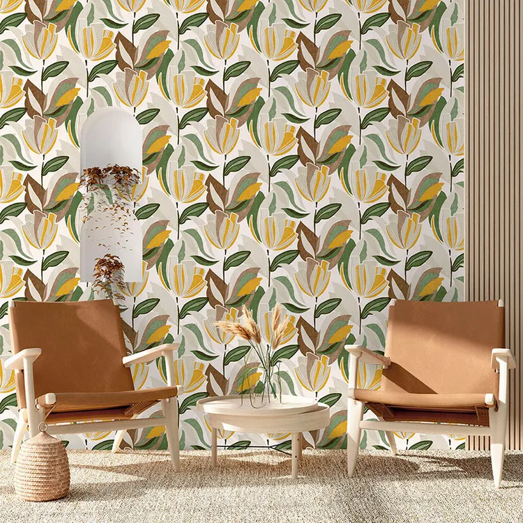 Floral Fusion - Parati floreali Effeline in vari colorazioni, lavabili trama canvas