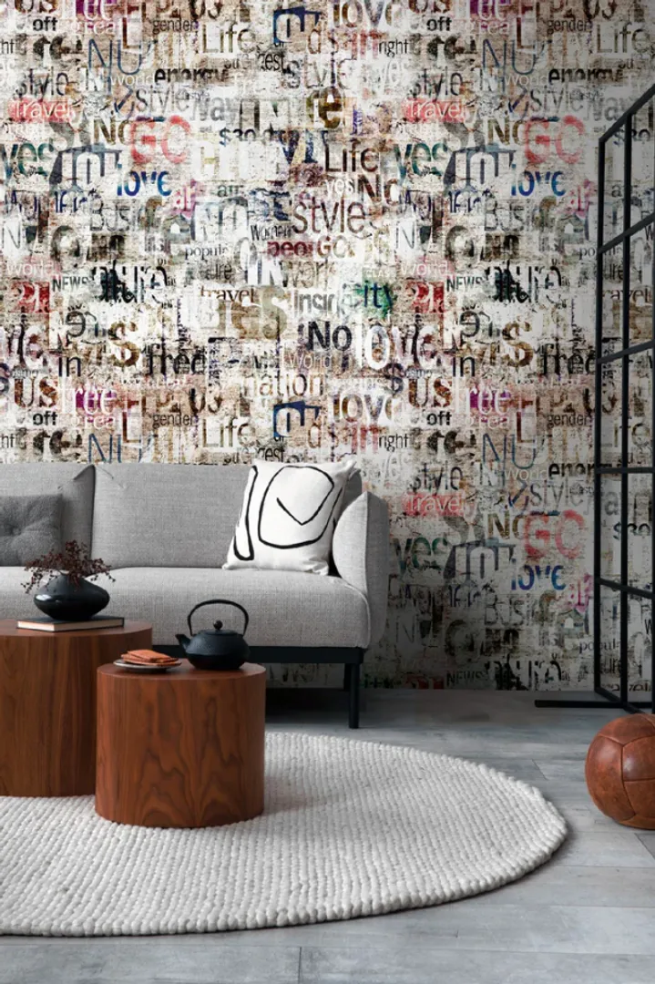 Unico - Pannello parato con scritte tridimensionale. Ripetibile dimens. L1.59m x H2.80m