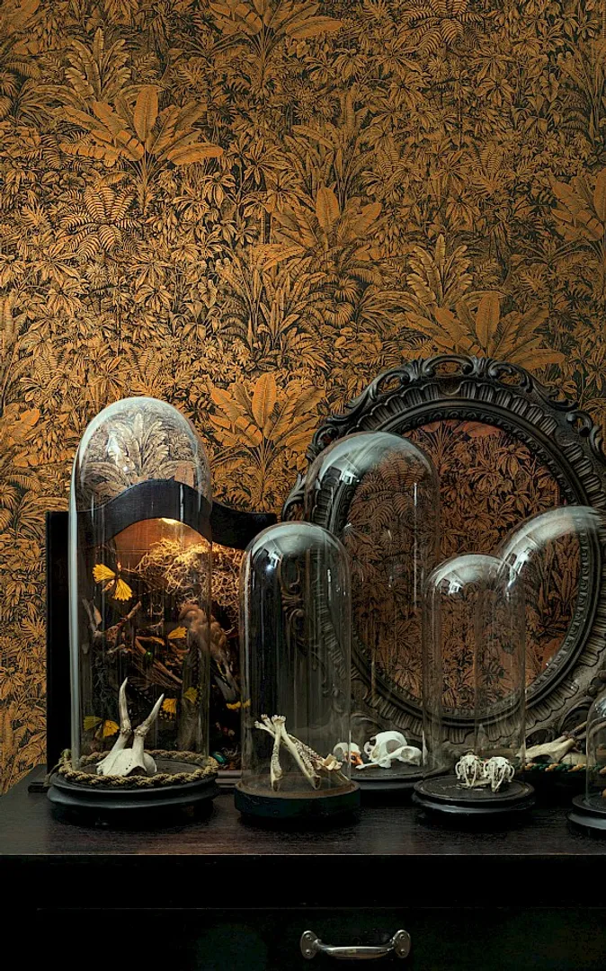 Cabinet - Carta da parato tropicale in vari colori con riflessi di luce