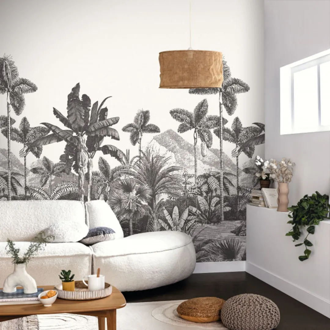 Pimp My Wall - Parato tropicale bianco e nero in tnt, diverse dimensioni