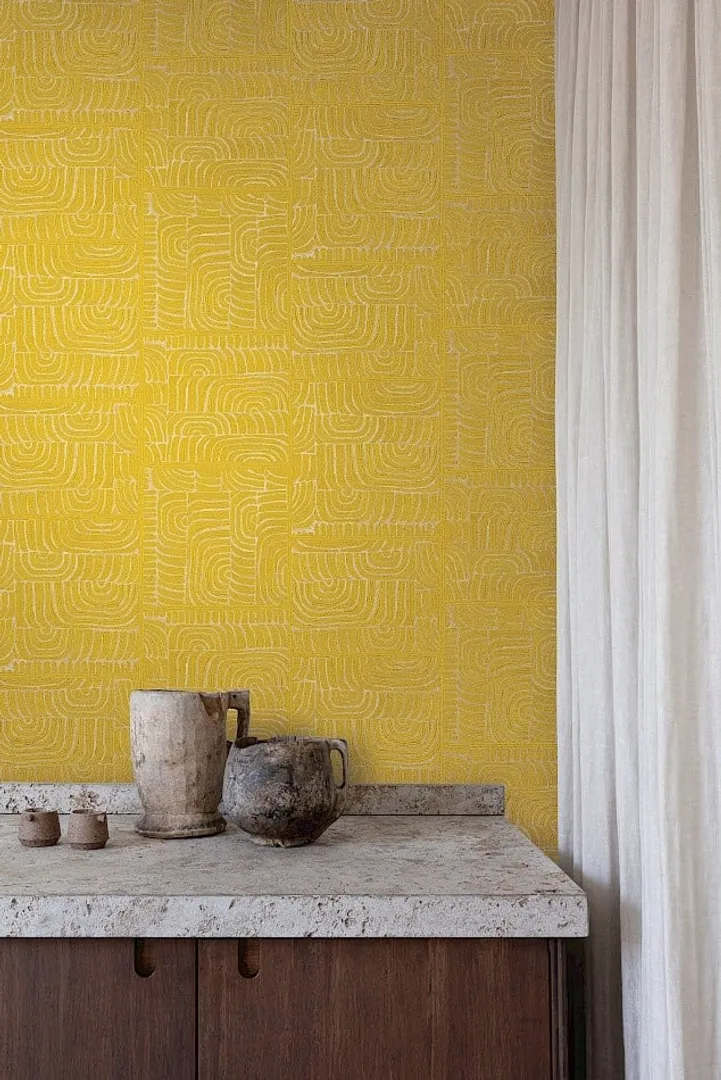 Terra - Parato in rilievo astratto con trama floccata. Vari colori Masureel, rotoli 10m x 70cm