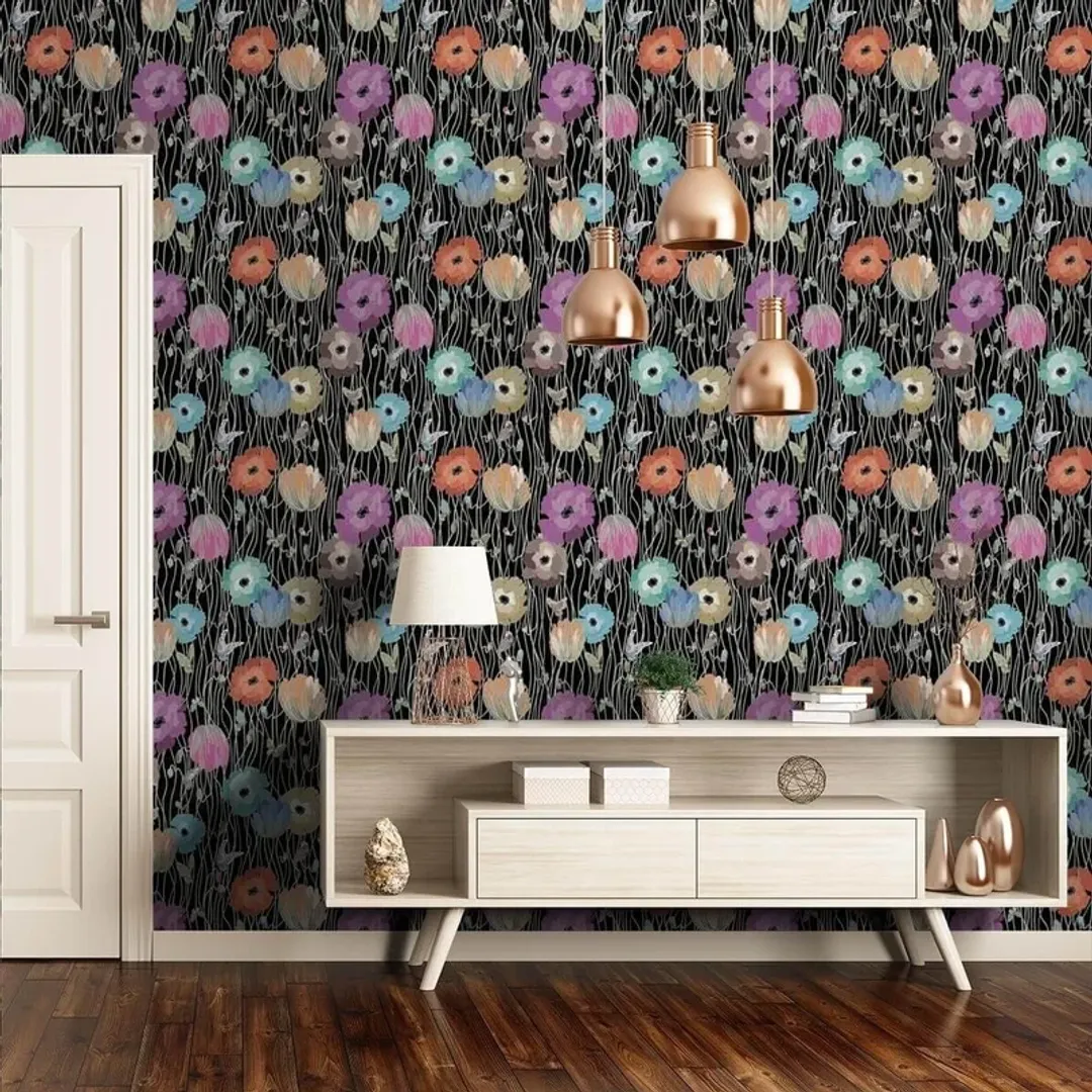 Missoni 02 - Carta da parato floreale in lamina satina in due colorazioni. Dim. H6.60m x L0.90M