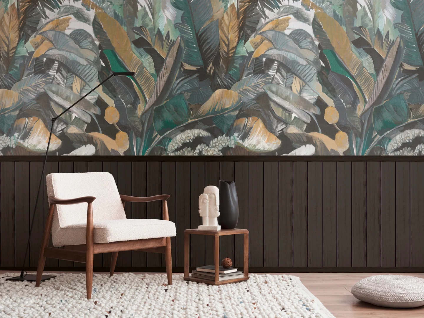 Outlet Unico - Parati tropicali con boiserie sottostante Pz 3