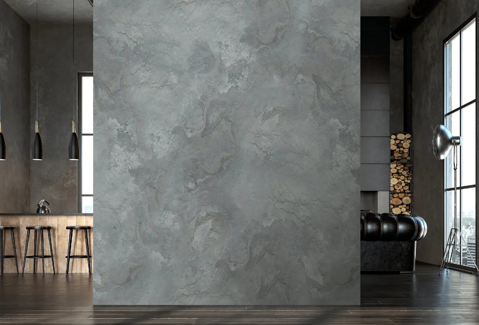 Feature Walls - Carta da parato materica effetto pietra ripetibile. Dimensione H2.80m x L2.12m