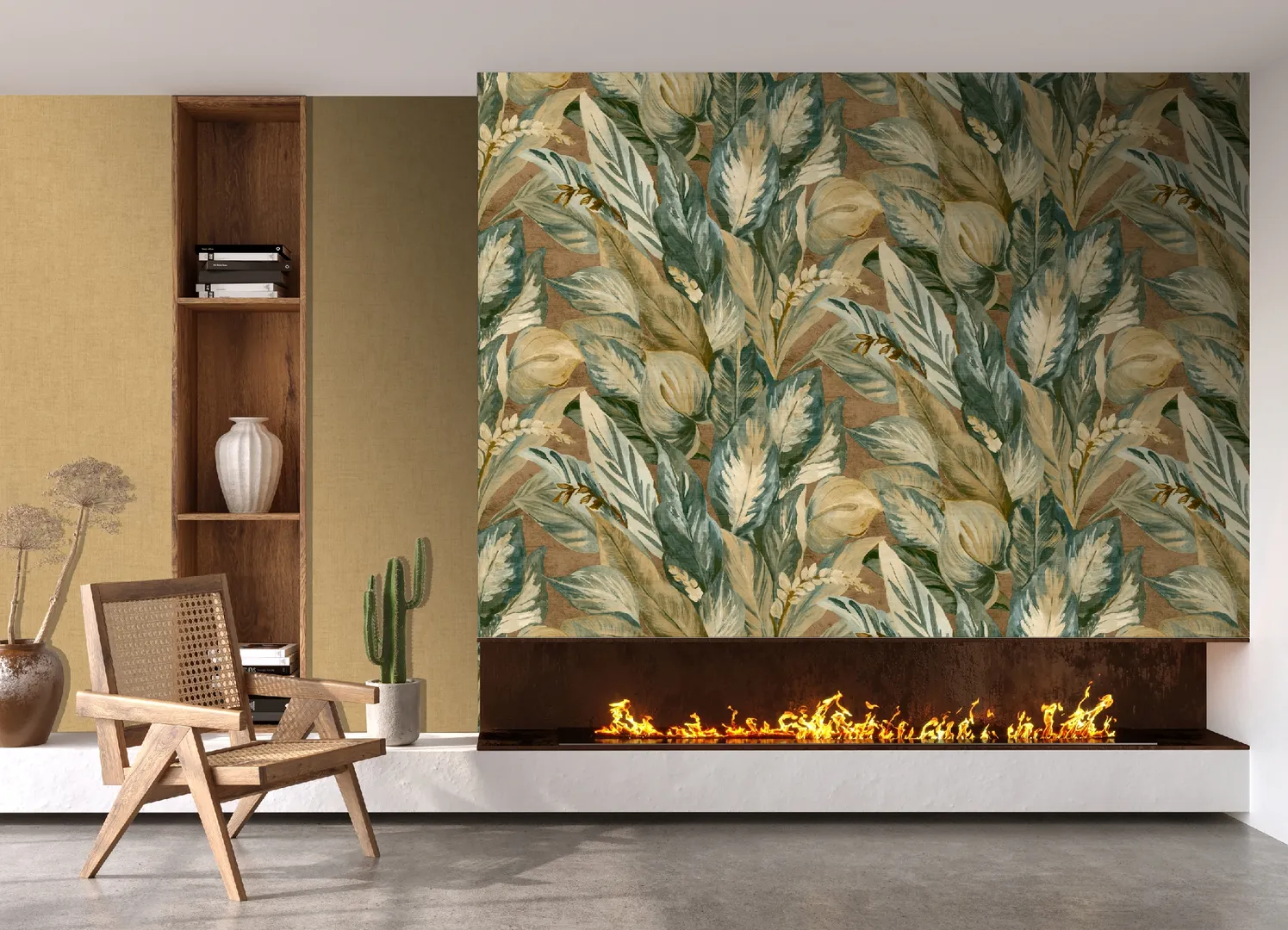 Feature Walls - Parati foglie tropicali in vari colori ripetibile. Dim. H2.