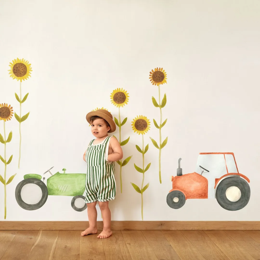 Once upon a time - Stickers adesivi trattori colorati per camerette