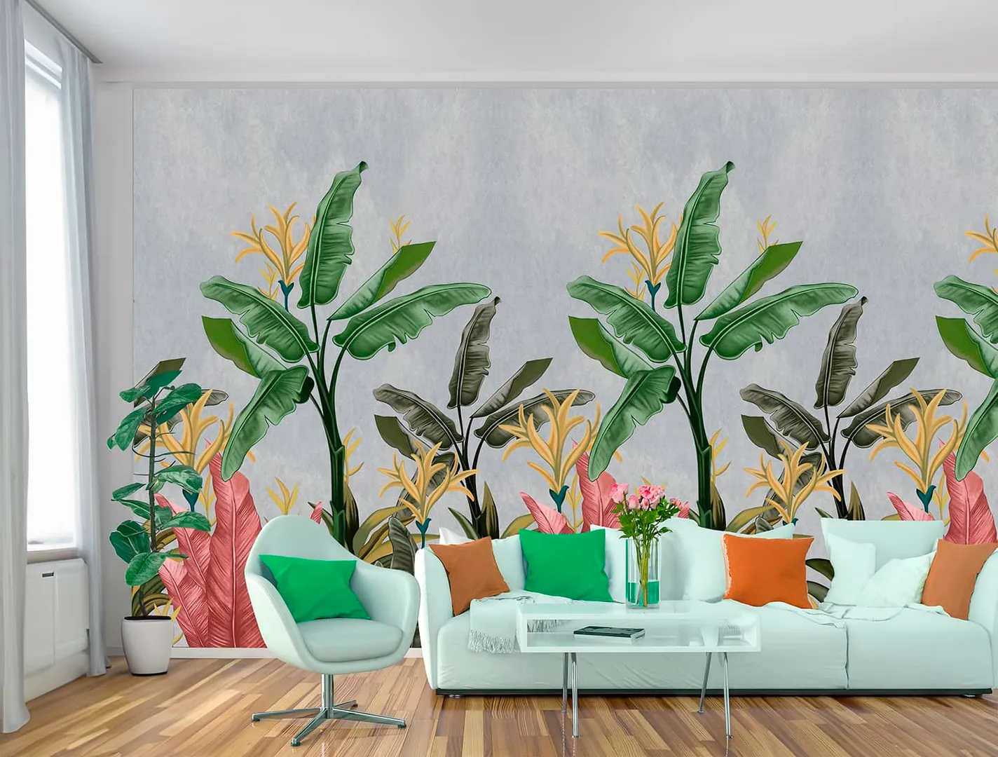 Wonderwall vol1 -  Pannello in carta da parato tropicale, dimensioni L188cm x H300cm ripetibile