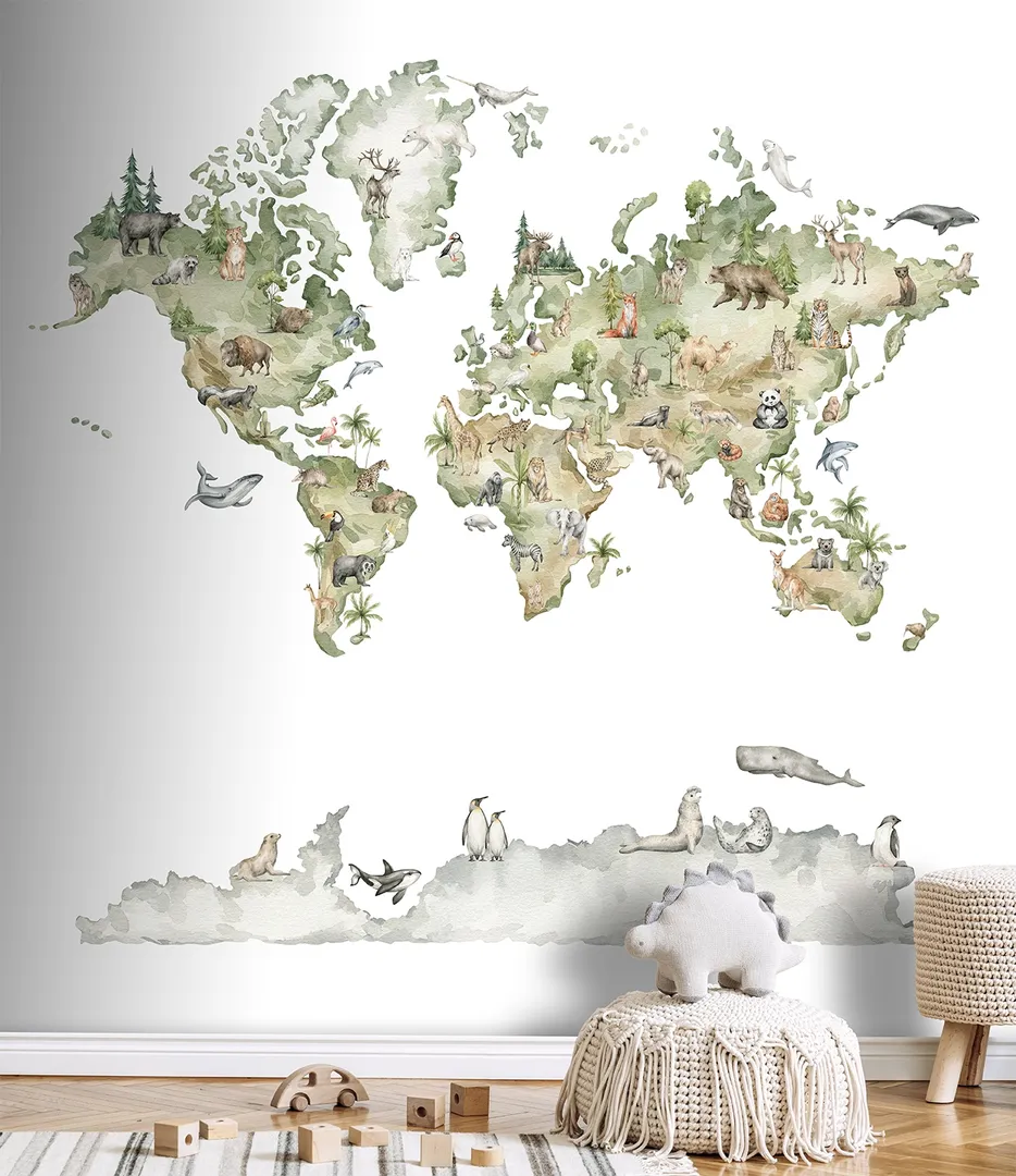 Cute Walls - Poster murale con cartina geografica ripetibile. Dim H2.80m x L2.12m