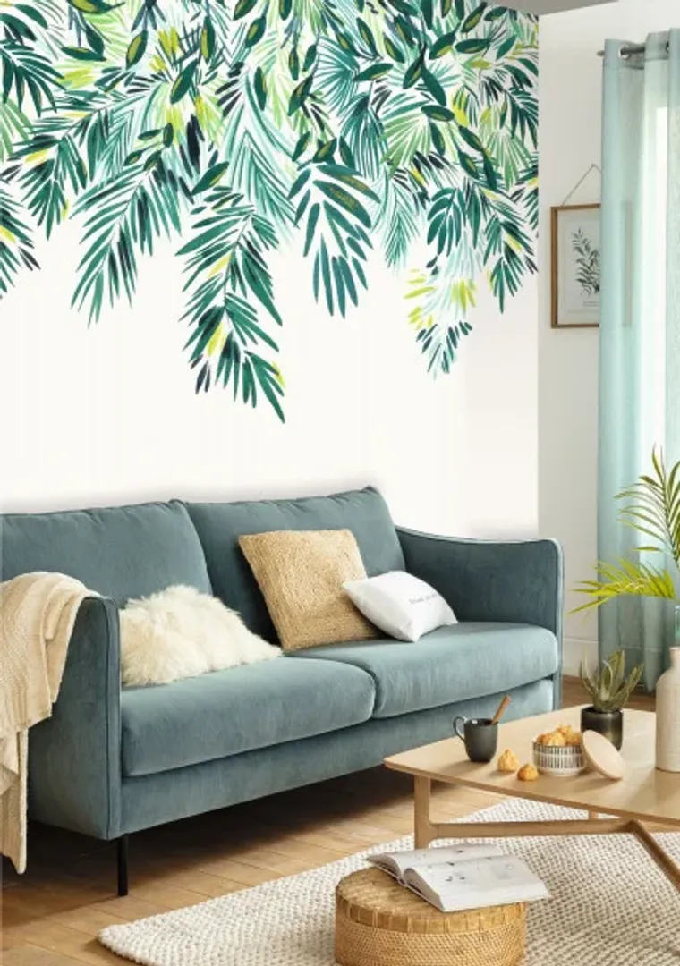 Pimp My Wall - Parato foglie tropicali dall'alto in diverse dimensioni. Stile francese