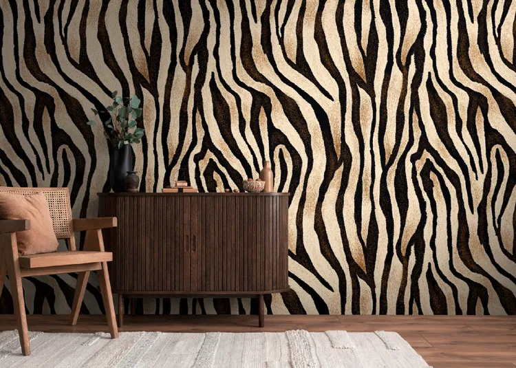 Unico - Carta da parato animalier tigrato. Ripetibile, dimensione L1.59m x L2.80m