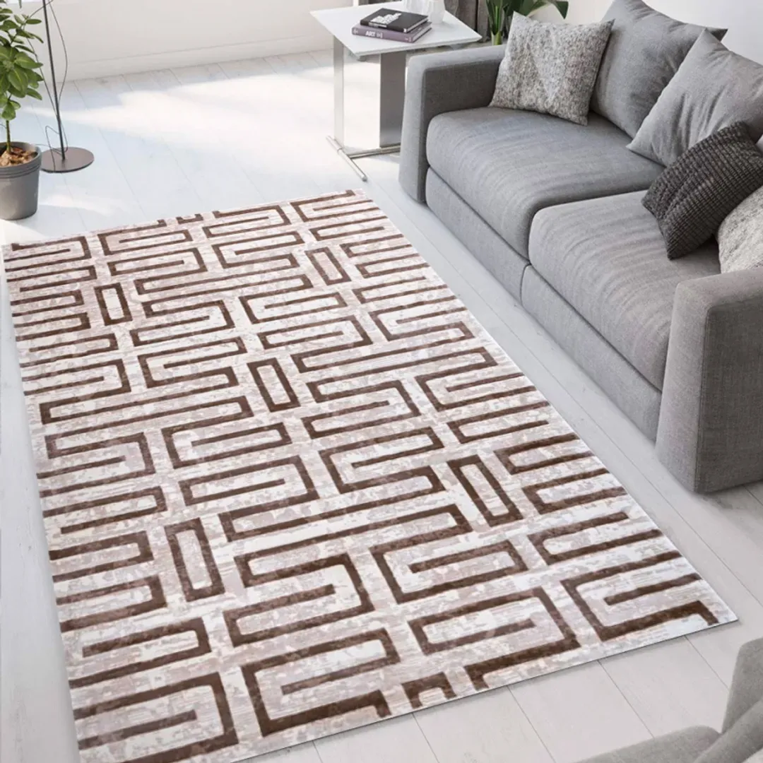 Tappeto Collezione Double Collection in lana pettinata disegno geometrico
