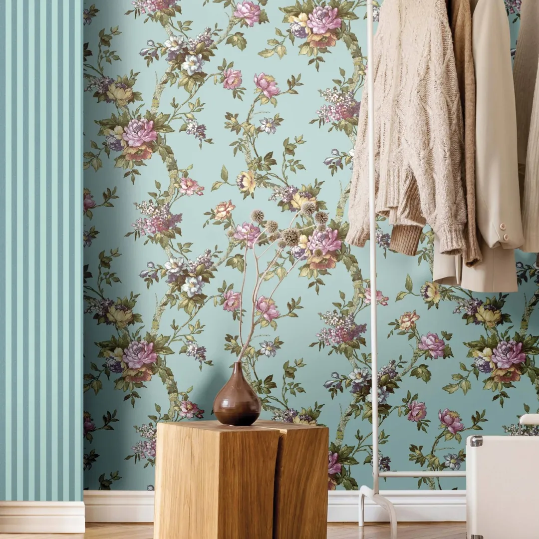 Blooming Garden - Carta da parato floreale con rami di rose selvatiche