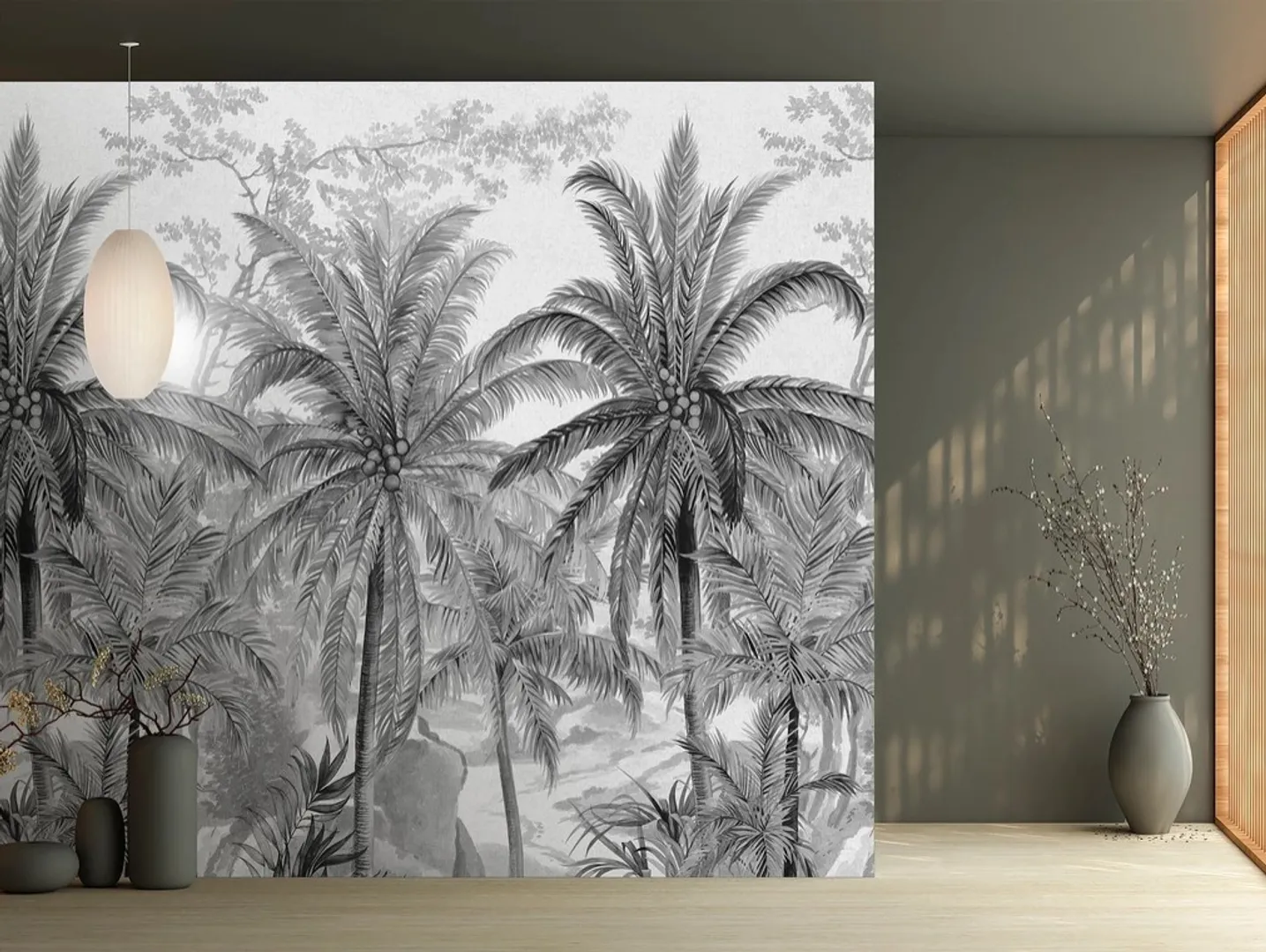 Feature Walls - Parati alberi di cocco tropicali ripetibili. Dim. H2.80m x L2.12m