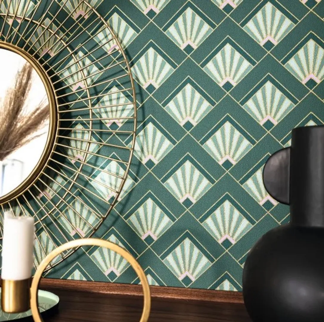 Elegance - Carta da parato francese con trama geometrica in vari colori