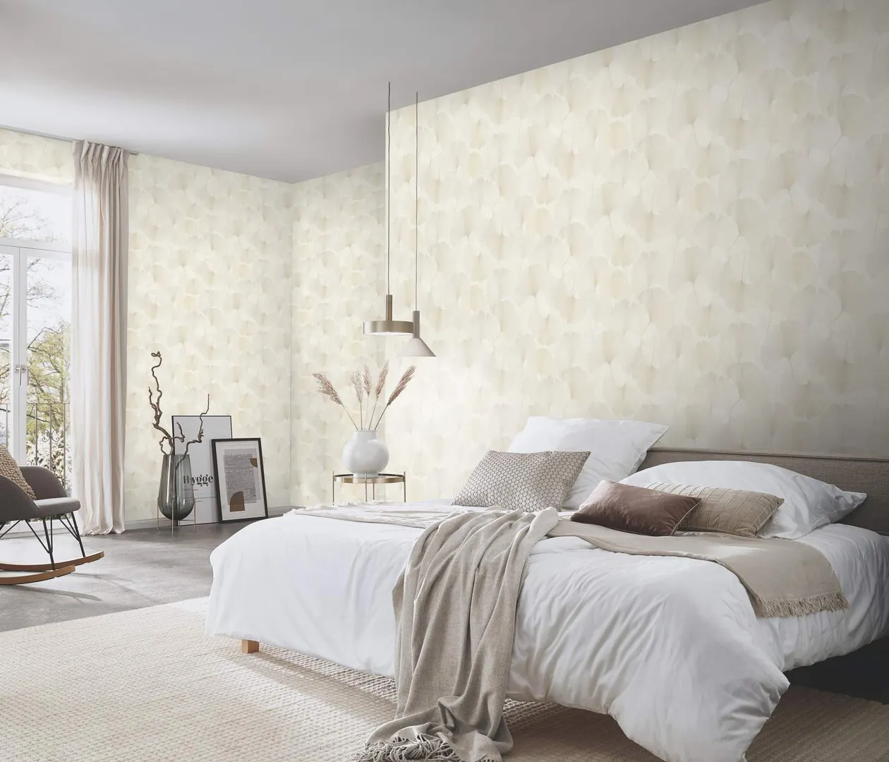 Iridium - Parato laminato stampa floreale giunco in rilievo. Varie tonalità di colore. Marca Erismann