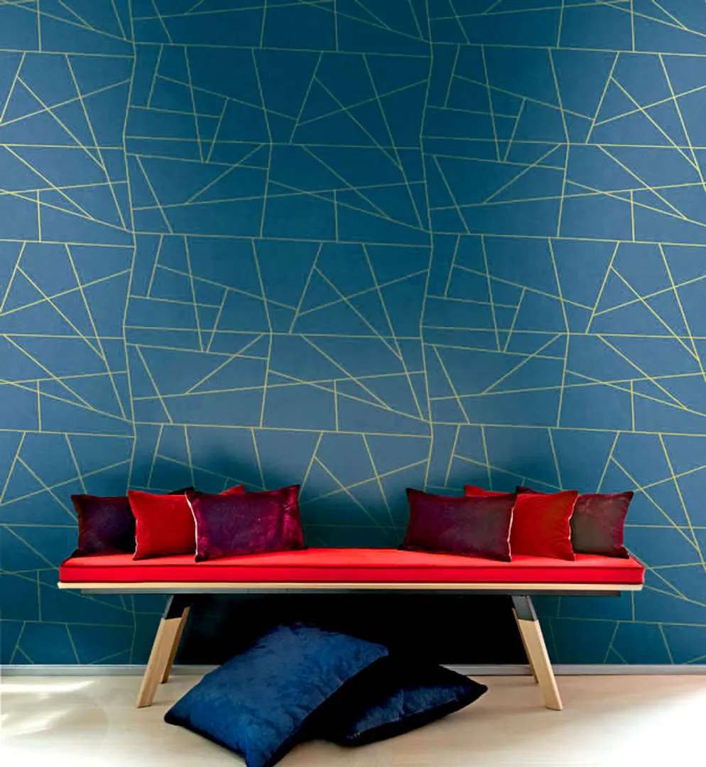 Composition - Carta da parato stampa geometrica in rilievo effetto tessuto in varie colorazioni