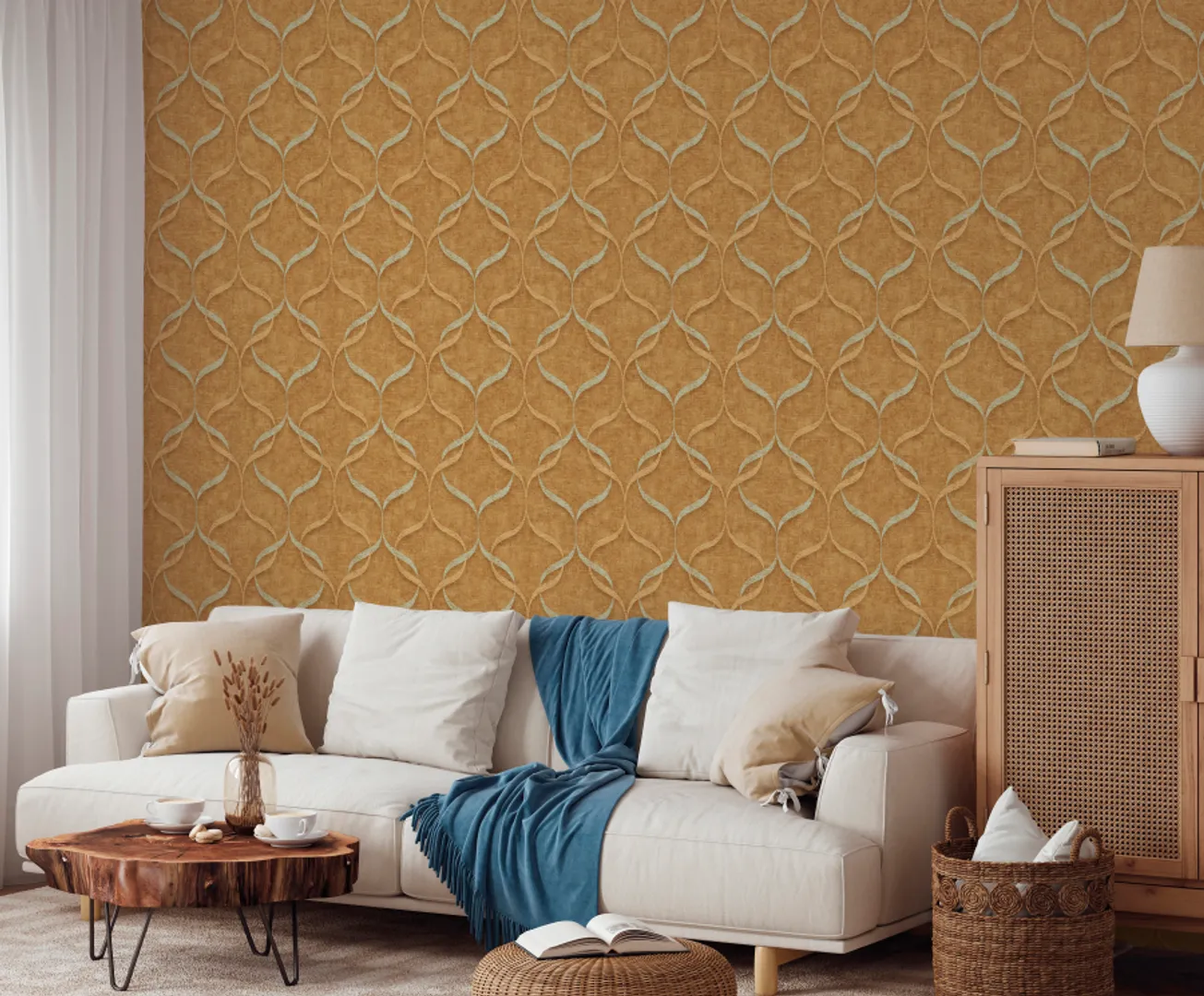 Mini  Trend - Carta parato nastri intrecciati in vari colori. Trama in rilievo effetto tessuto
