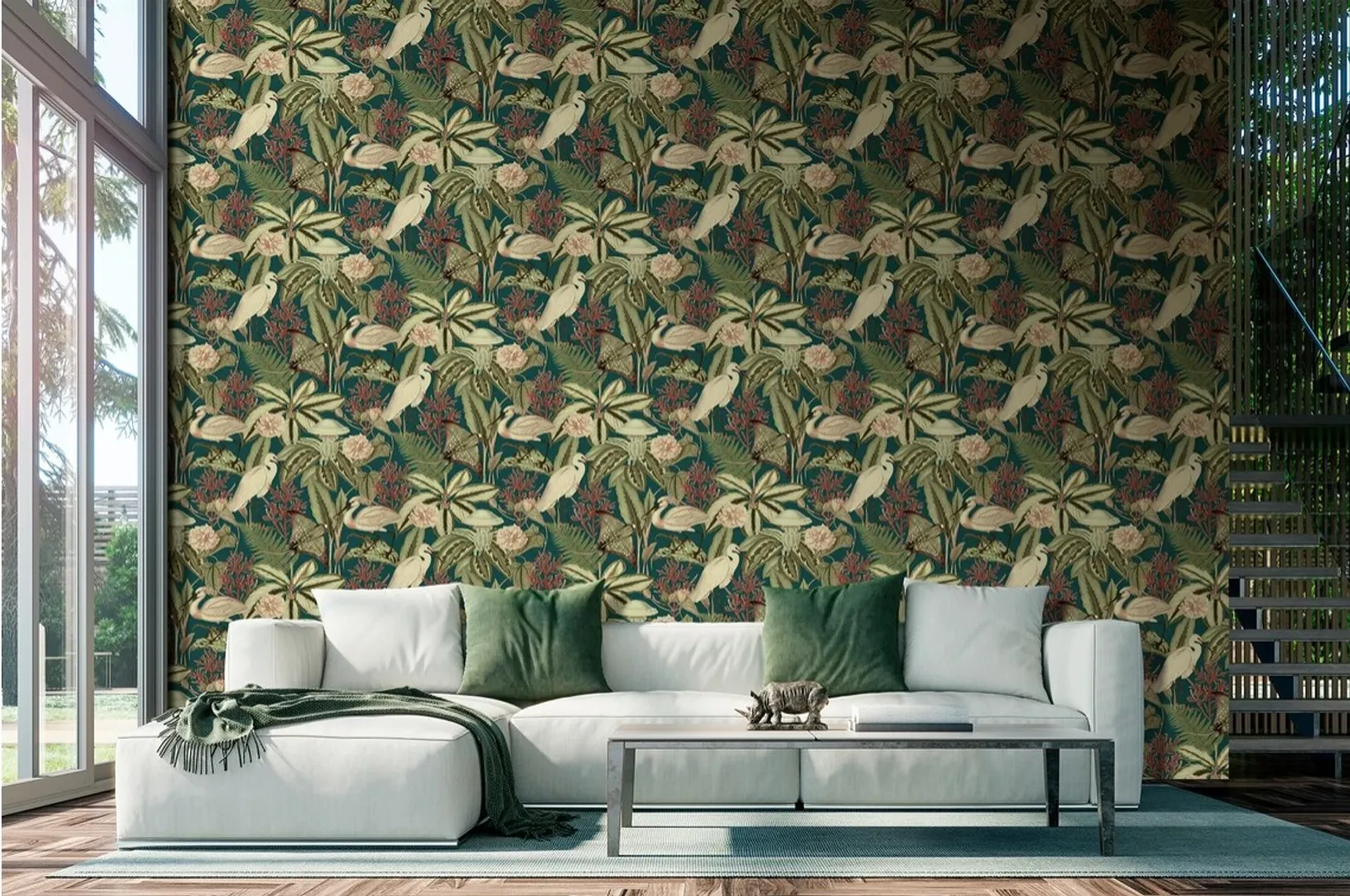 Feature Walls - Parati tropicali con uccelli in varie referenze colore. Dim. H2.80 x L1.59m ripetibile