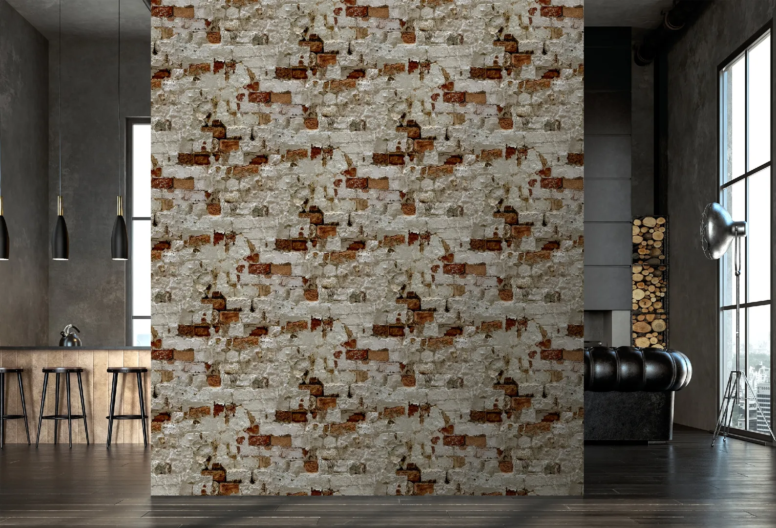 Feature Walls - Parati industriali tridimensionali materici ripetibili. Dim. H2.80m x L2.12m