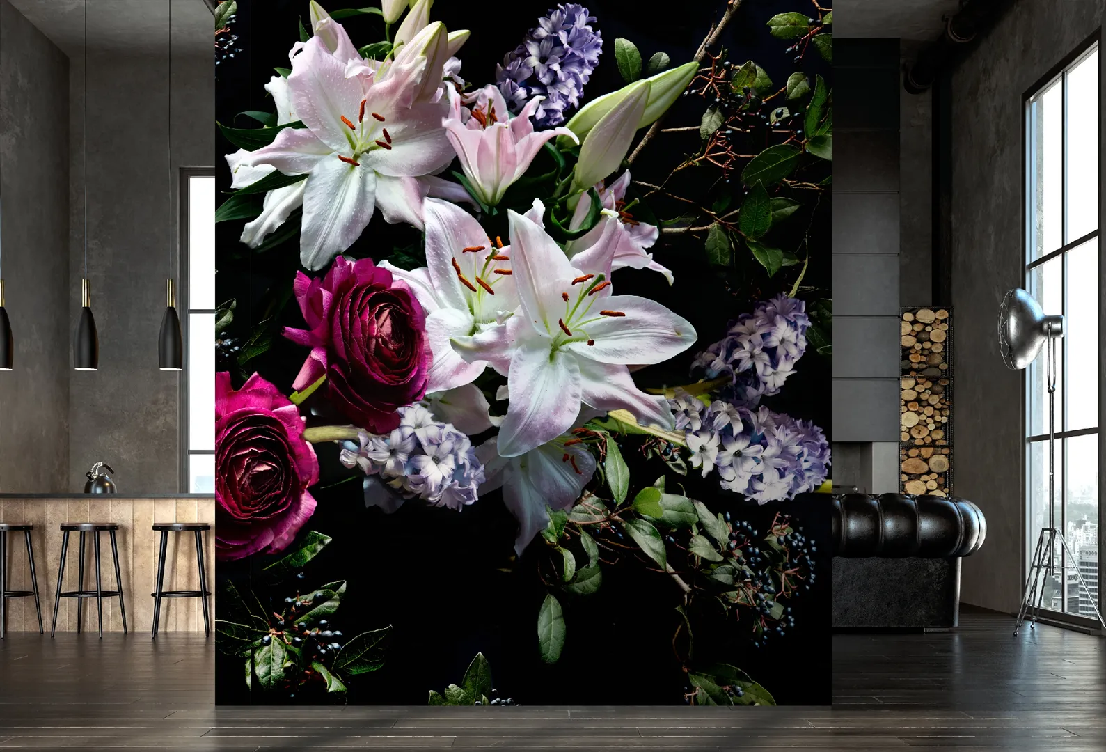 Feature Walls - Carta da parati floreale in due colorazioni ripetibili. Dim. H2.80m x L2.12m