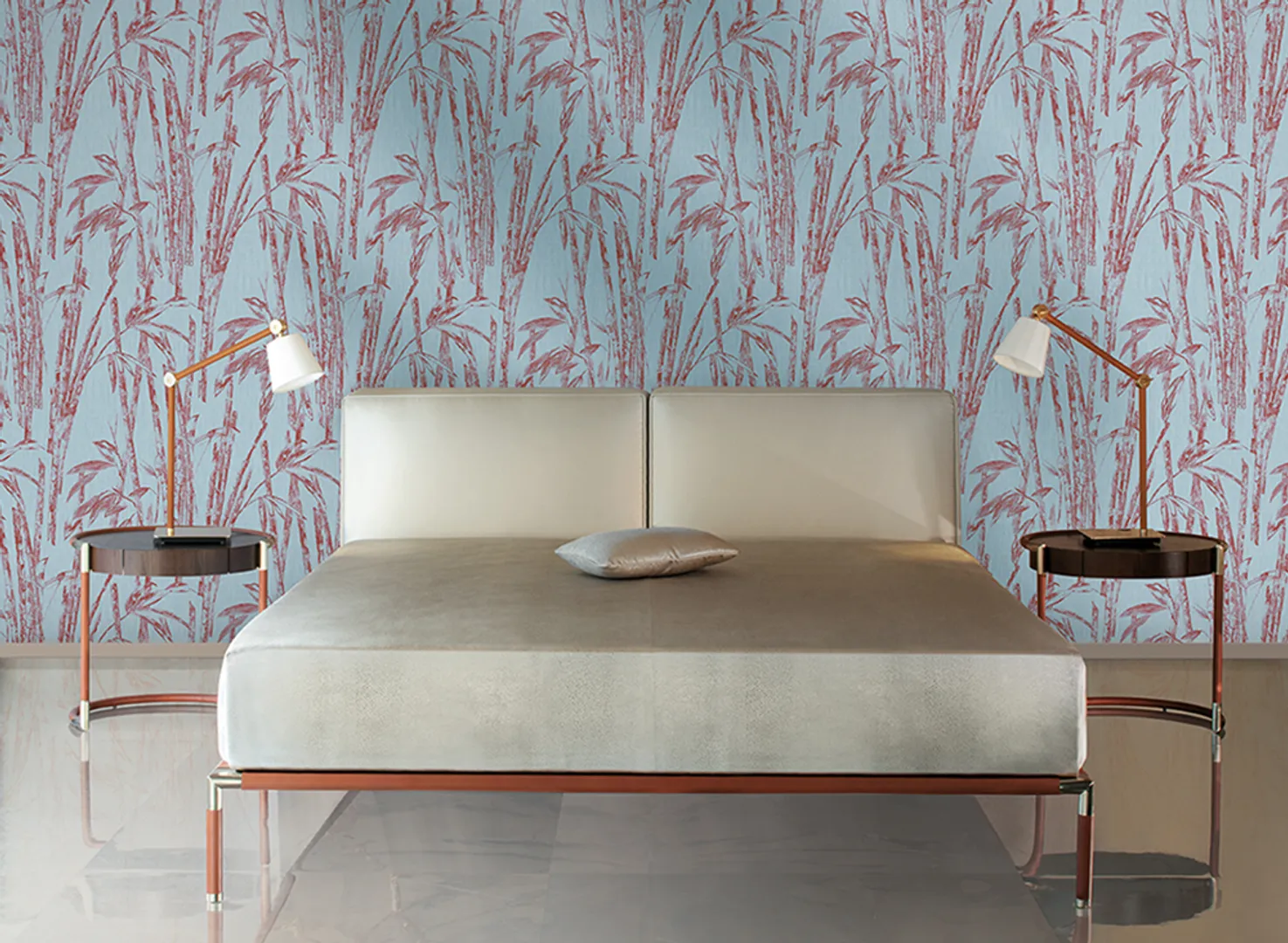 Armani Casa 8 - Parato stampa bamboo in vari colori su trama effetto tessuto in rilievo