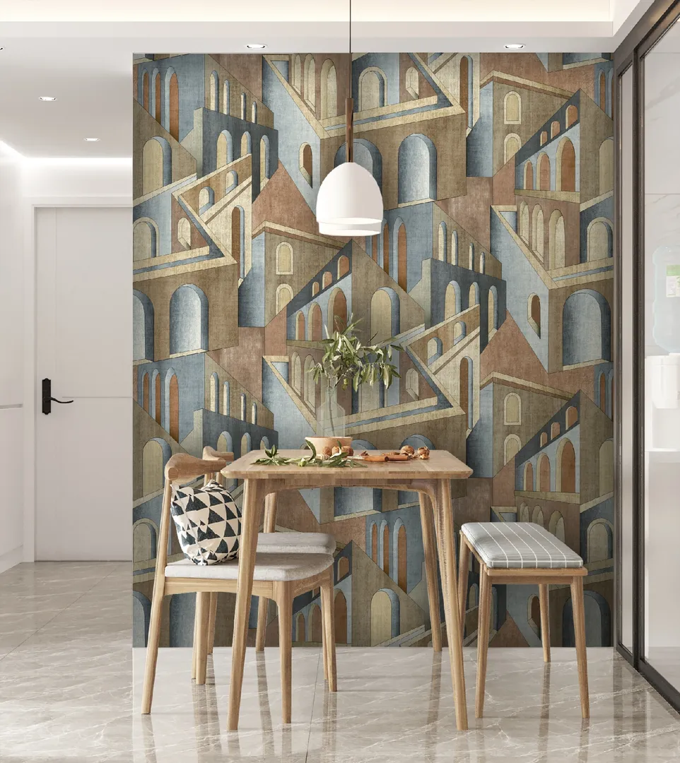 Feature Walls - Parato architettura in 3 variazioni di colore. Astratto ripetibile. Dim. H2.80m x L2.12m