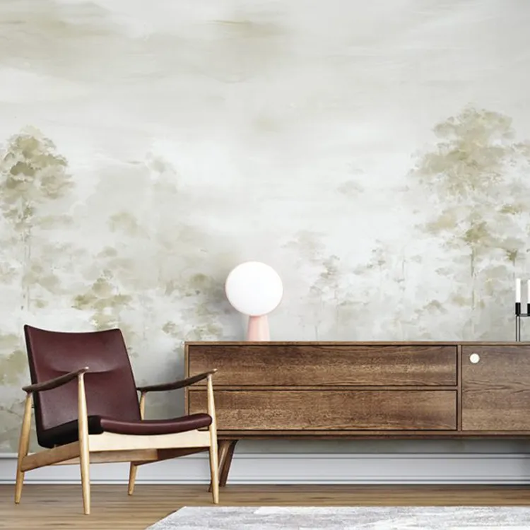 Satin Flowers - Pannello murale disegno paesaggio floreale dipinto. Dimensione 5.10m x 3m