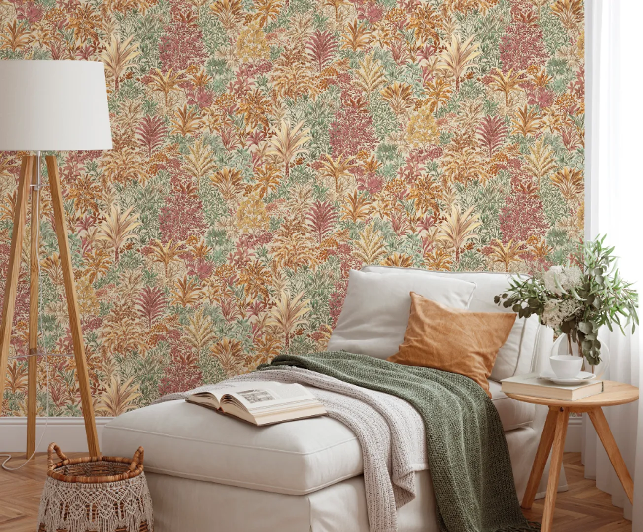 Mini Trend - Carta da parato foglie tropicale varie colorazioni, marca Zambaiti