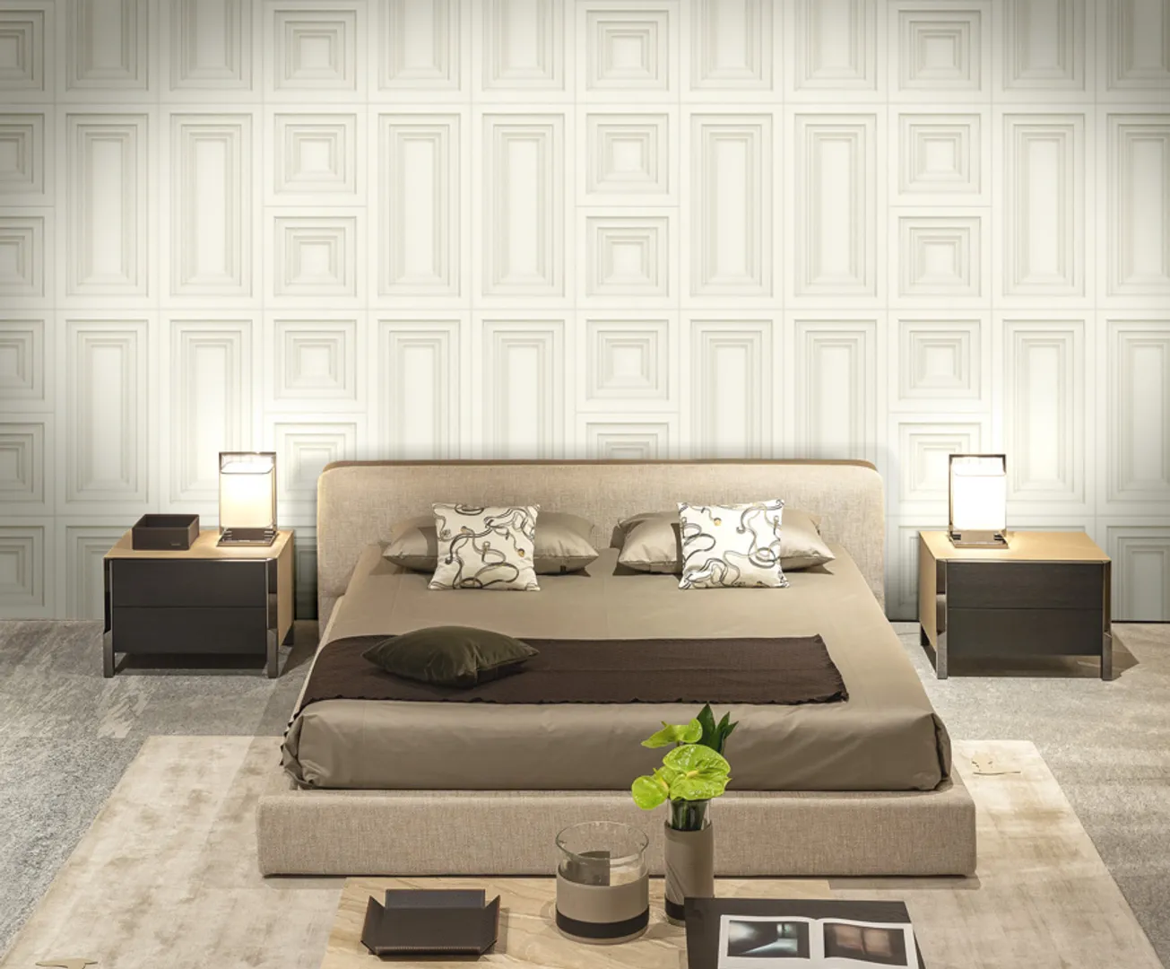 Trussardi 6 - Parato effetto boiserie in varie colorazioni con trama rasata