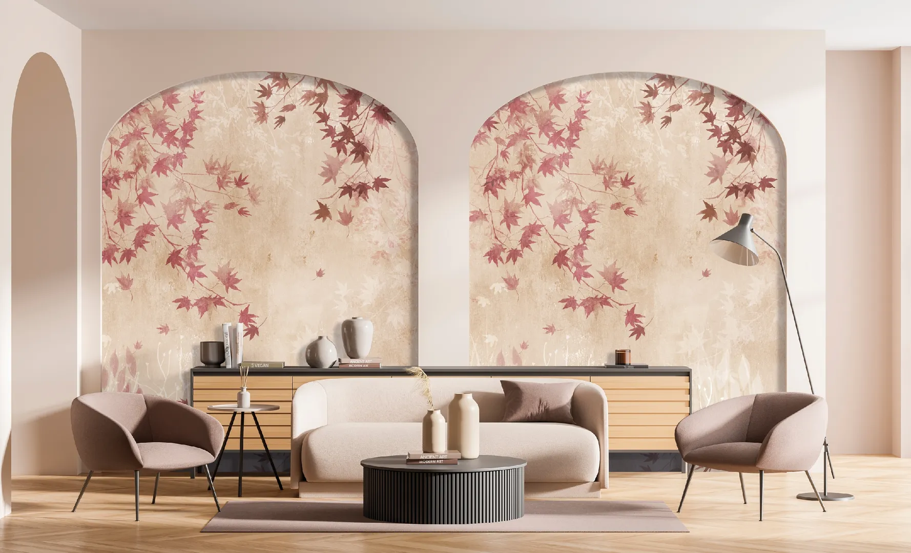 Feature Walls - Parato floreale in tre colori ripetibile. Dim. H2.80m x L2.65m