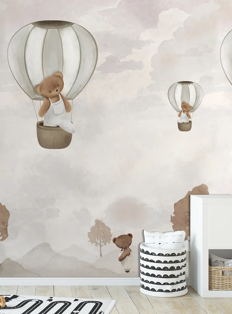 Cute Walls - Parati neonati bambini dimensione H2.80m x L2.12m ripetibile in due colorazioni