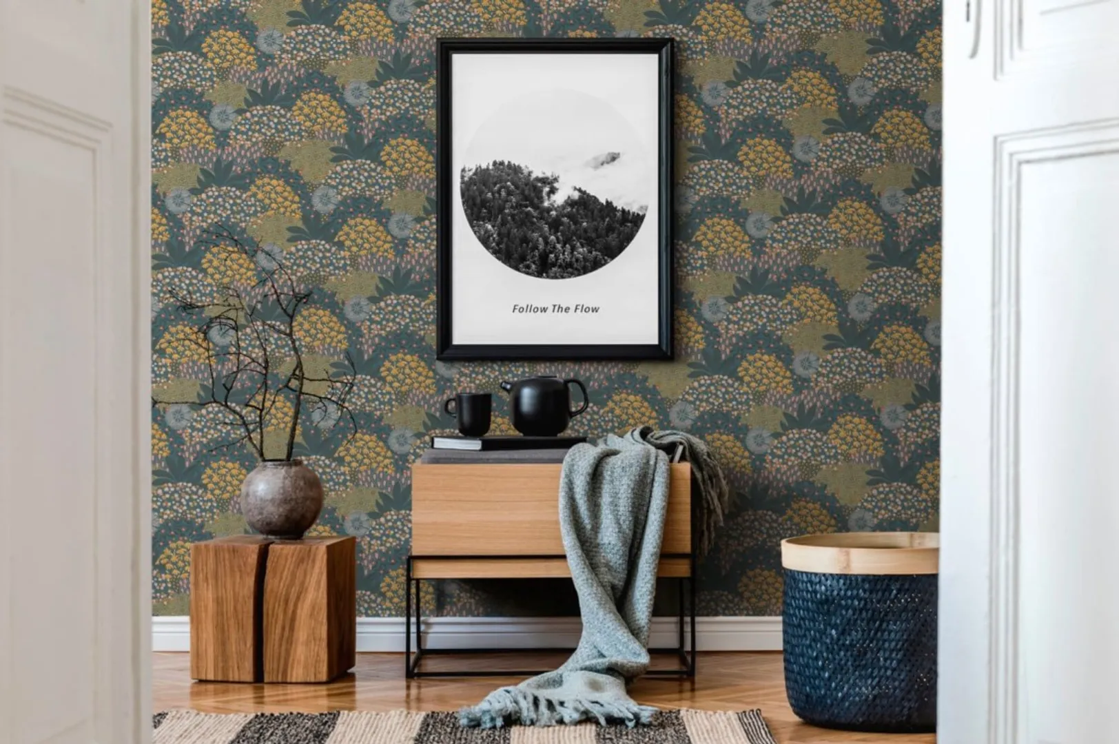 Nara - Parato floreale in varie colorazioni per ambienti moderni e contemporanei