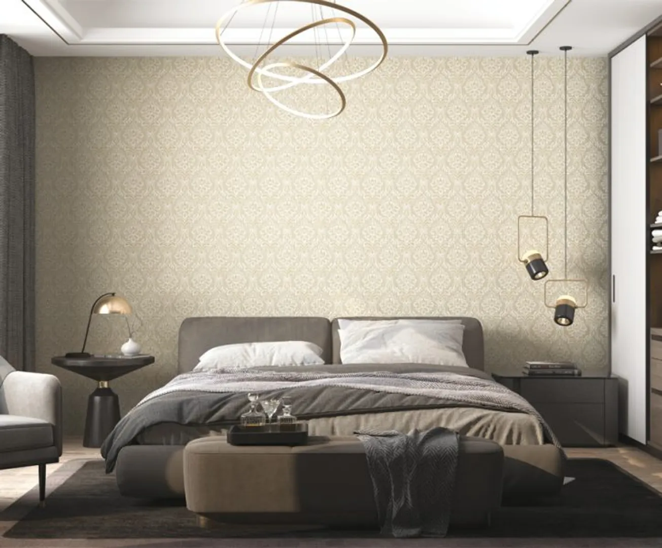 Outlet Mini Classic - Parato damascato brillantinato in stock. Pz 2