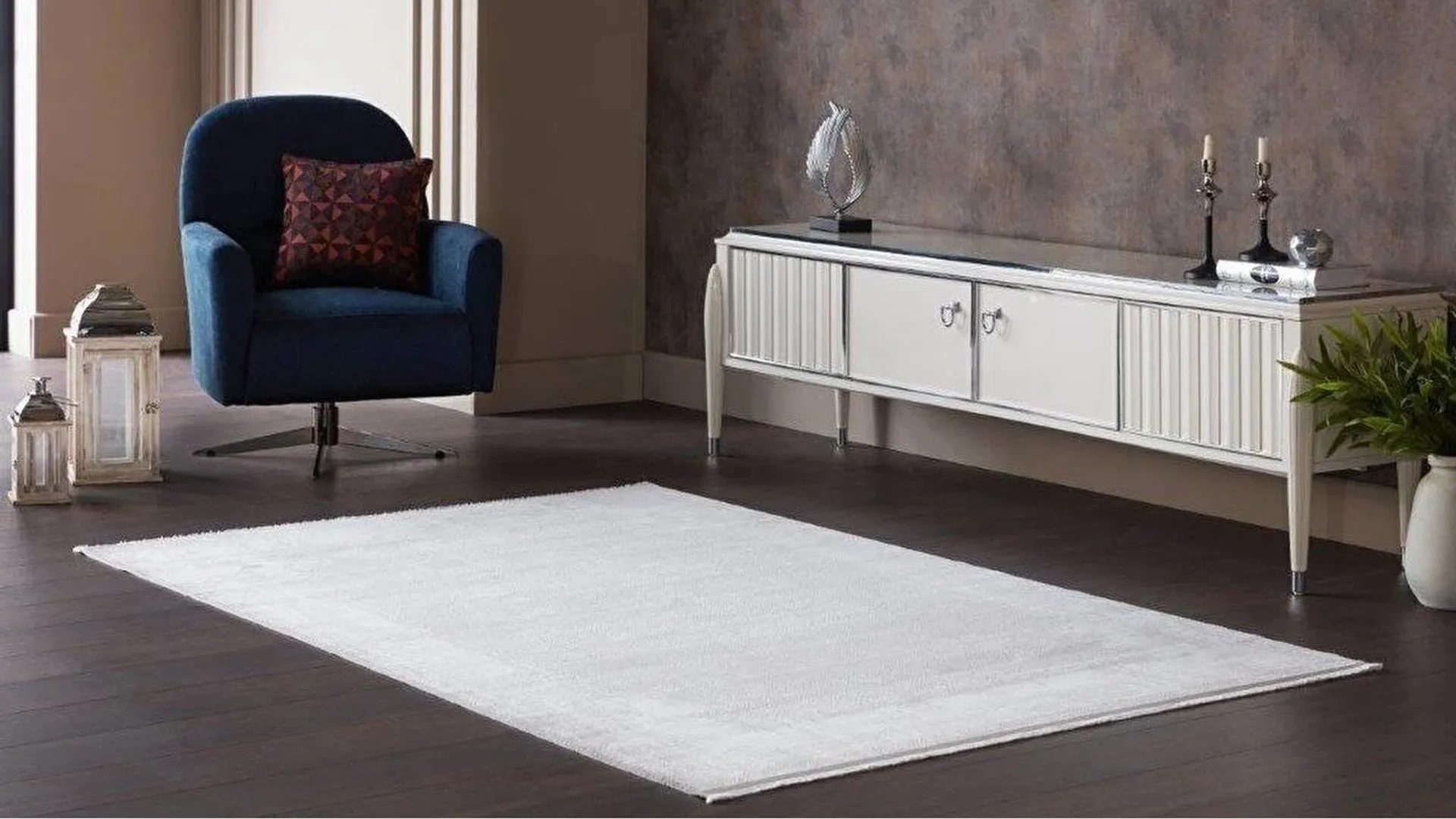 Black and Brown - Tappeto da interno per arredo moderno 13587 Beyaz, morbido al tatto