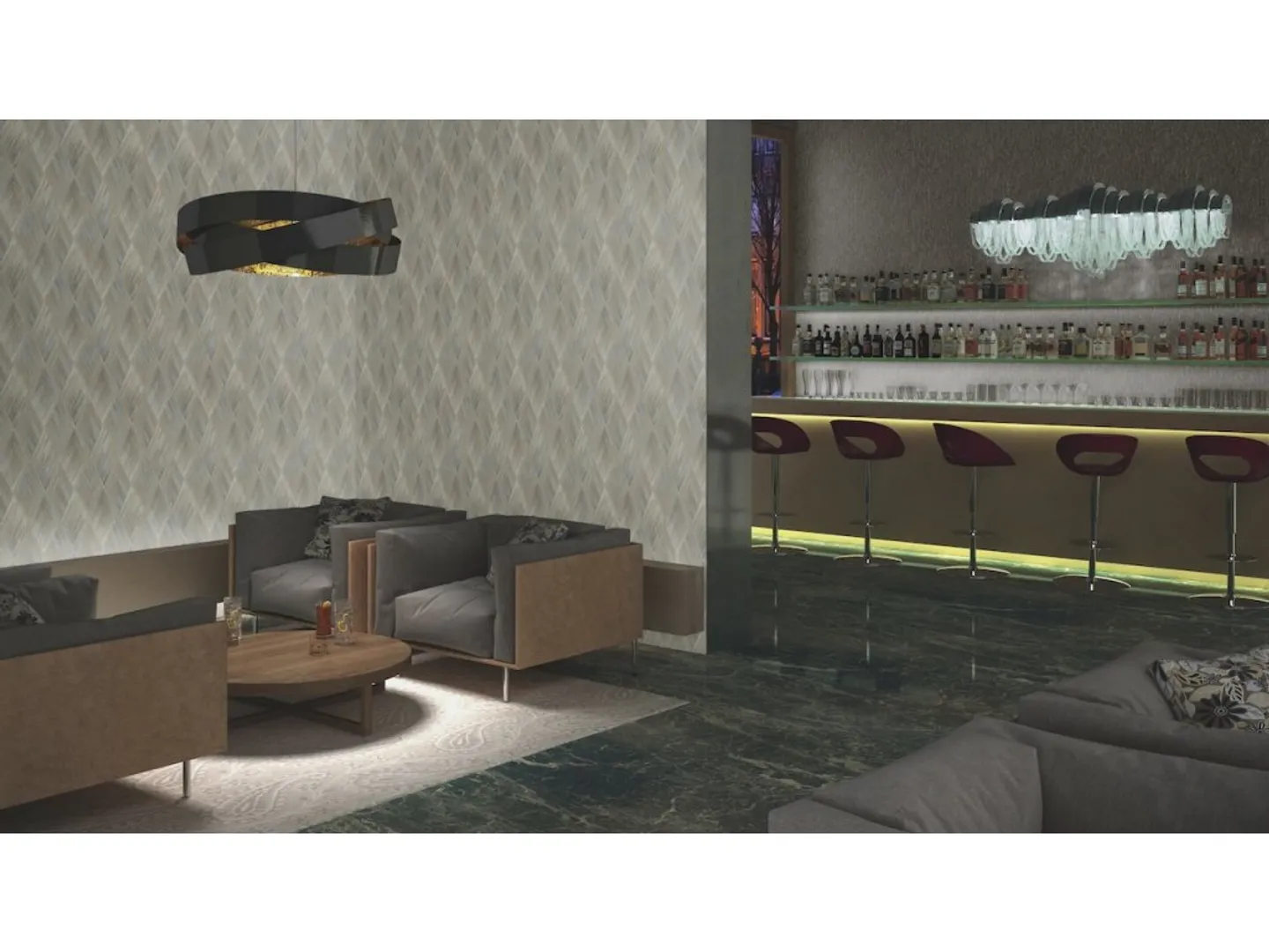 Alchimia - Parato geometrico in rilievo per ambienti moderni in vari colori