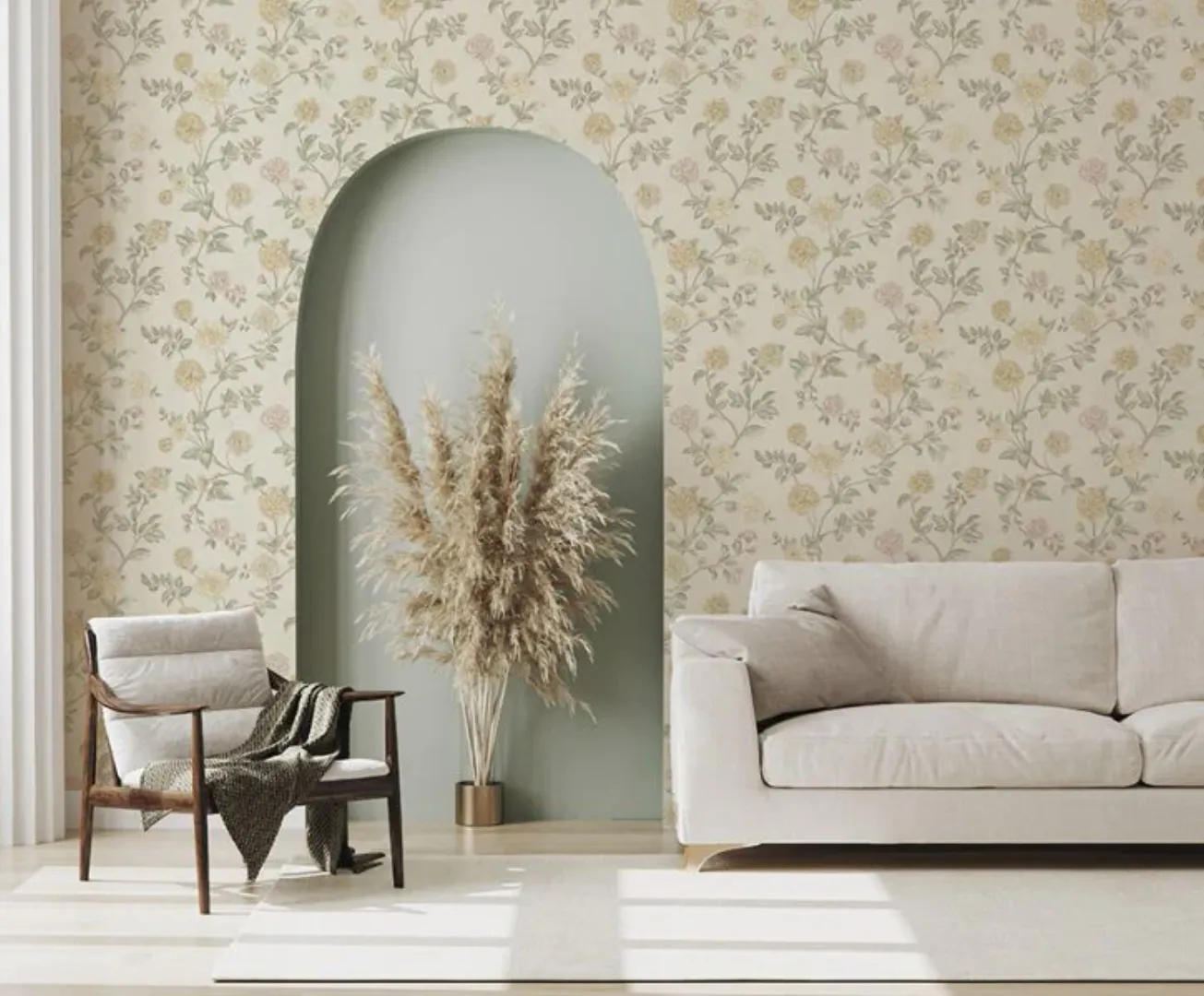 Satin Flowers - Parato floreale vintage classico Zambaiti